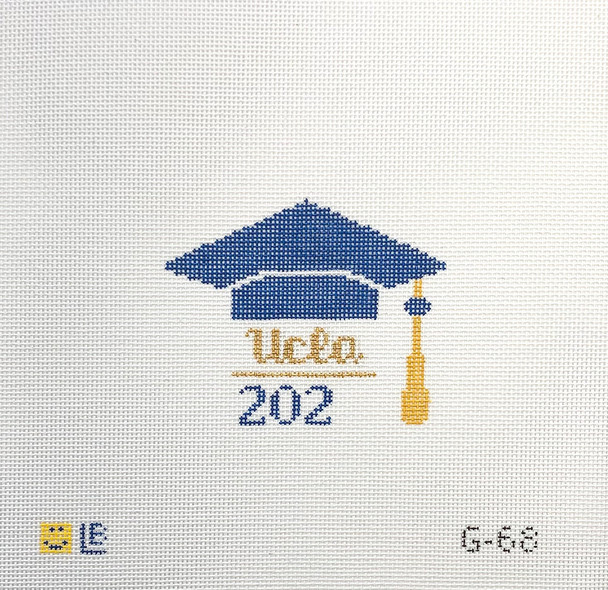 G-68 University of California Los Angeles (UCLA), CA   3.5w x 3h 18 Mesh  LAUREN BLOCH DESIGNS