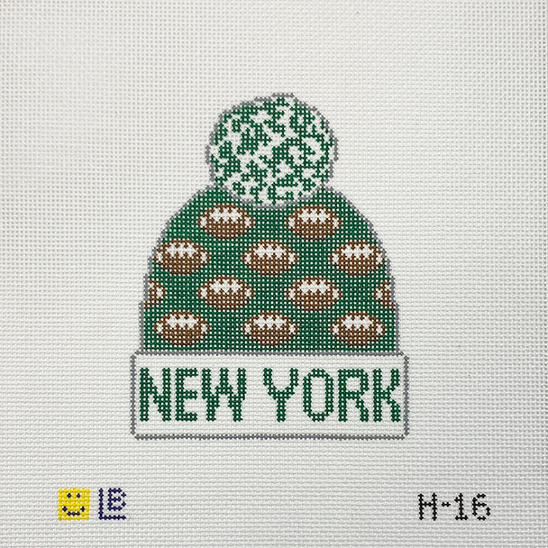 H-16 Beanie - New York Jets Football 3.5w x 4.25h 18 Mesh  LAUREN BLOCH DESIGNS