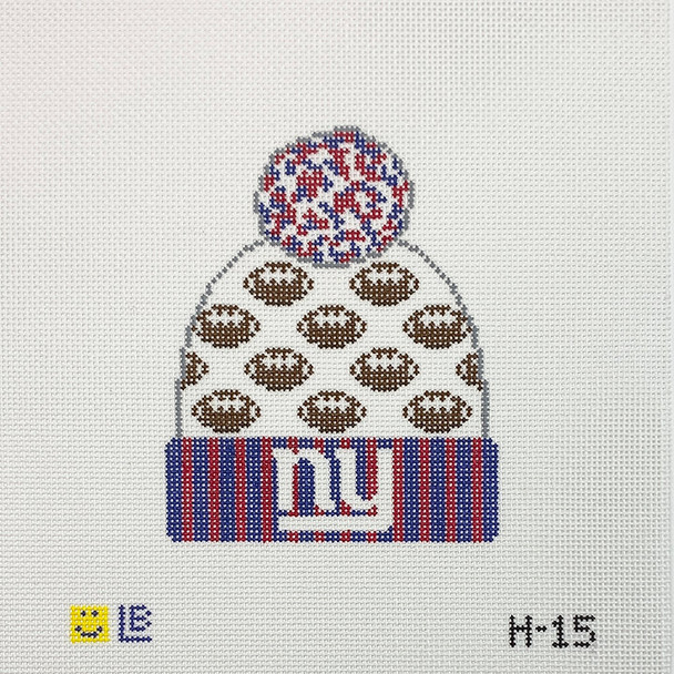 H-15 Beanie - New York Giants Football  3.5w x 4.25h 18 Mesh  LAUREN BLOCH DESIGNS