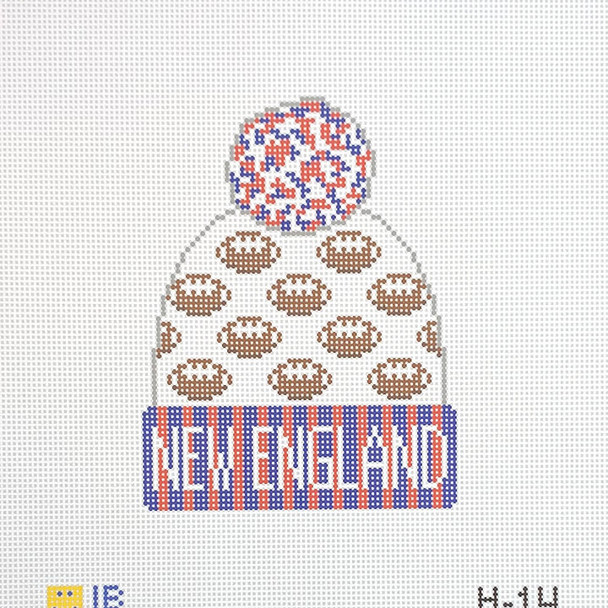H-14 Beanie - New England Patriots Football  3.5w x 4.25h 18 Mesh  LAUREN BLOCH DESIGNS