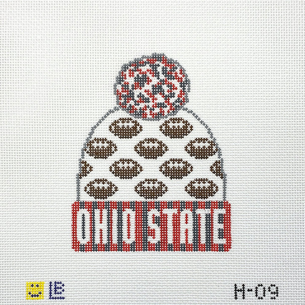 H-09 Beanie - Ohio State Buckeyes Football 3.5w x 4.25h 18 Mesh  LAUREN BLOCH DESIGNS