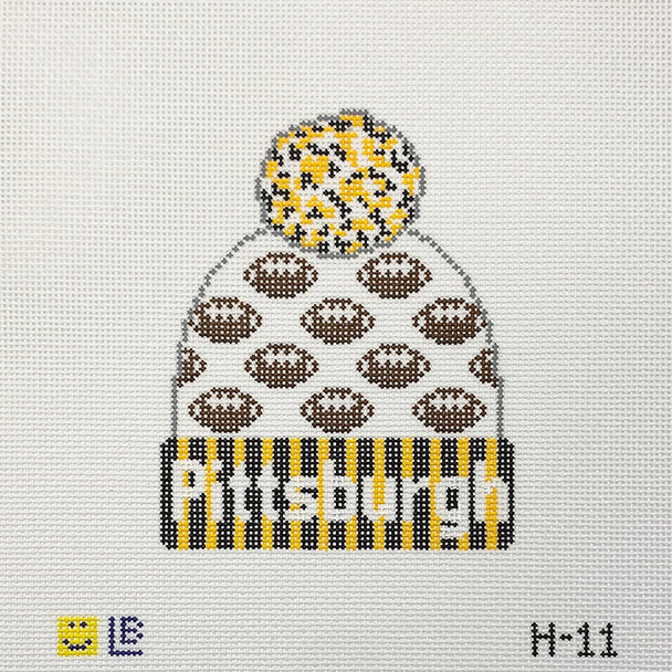 H-11 Beanie - Pittsburgh Steelers Football  3.5w x 4.25h 18 Mesh  LAUREN BLOCH DESIGNS