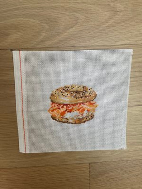 Everything Bagel with Lox and Cream Cheese 18 mesh  3.5 x 2.75 inches Bad Bitch Needlepoint