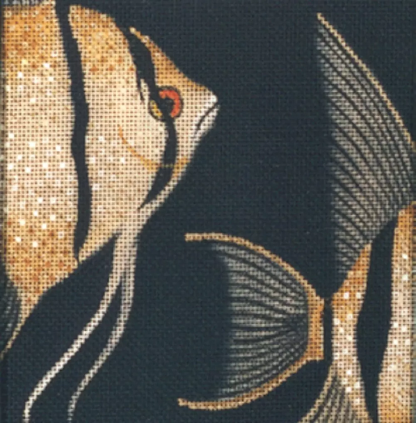 4300 Angel Fish Coaster 5" x 5" Tropical Fish Leigh Designs 18 Count Canvas 