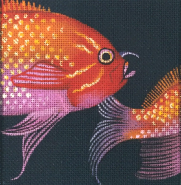 4301 Fairy Basslet Coaster 5" x 5" Tropical Fish Leigh Designs 18 Count Canvas 