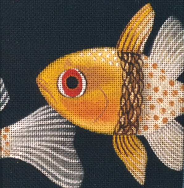 4304 Polka Dot Cardinal 5" x 5" Tropical Fish Leigh Designs 18 Count Canvas 