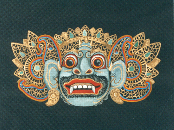 4715 Indrajit 12" x 16"  Drama Mask of Bali Leigh Designs 18 Count Canvas 