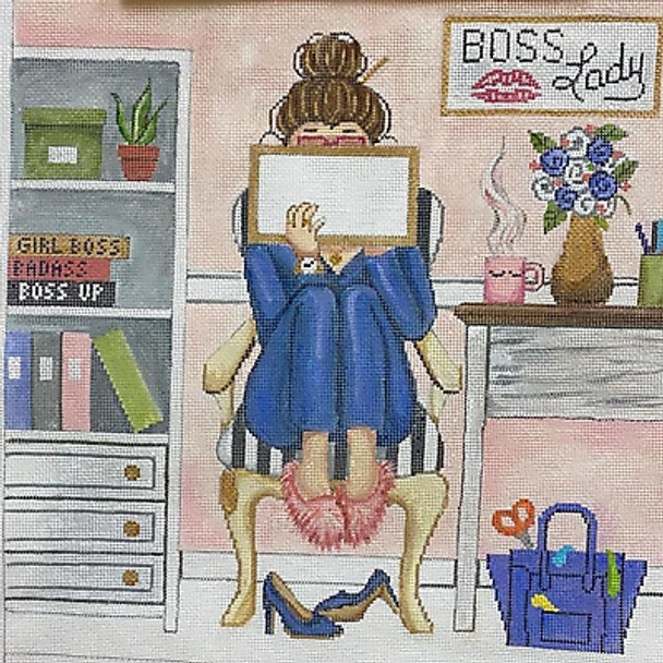 GEP346 STITCHING GIRL - BOSS LADY 11 x 11 18 Mesh Gayla Elliott 