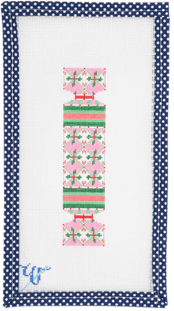 WSC-010 Pink Ribbons Cracker  1.75” wide by 6.75” tall 18 MESH CHRISTMAS ORNAMENT WIPSTITCH Needleworks!