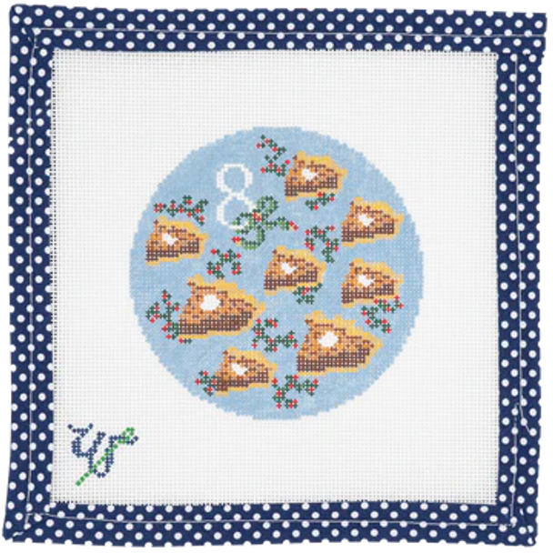 WS-12SD-08 Eight Pecan Pies Piping  Only 4” round 18 MESH WIPSTITCH Needleworks!