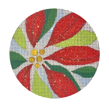 HO663 POINSETTIA ORNAMENT 4"RD, 18 Mesh Raymond Crawford Designs
