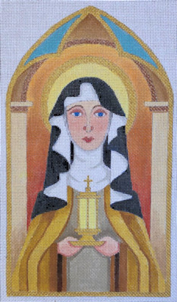 HO3241 HO3031? ST CLARE of Assisi-patron saint of needleworkers, 6 x 10.5, 18 mesh Raymond Crawford Designs
