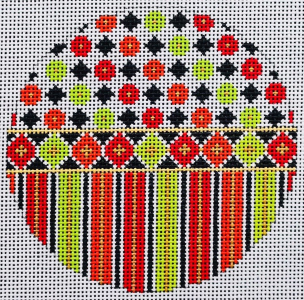 CH415A Red/Green w/ Black & White - Round Merry All Over 4" dia Mesh EyeCandy Needleart