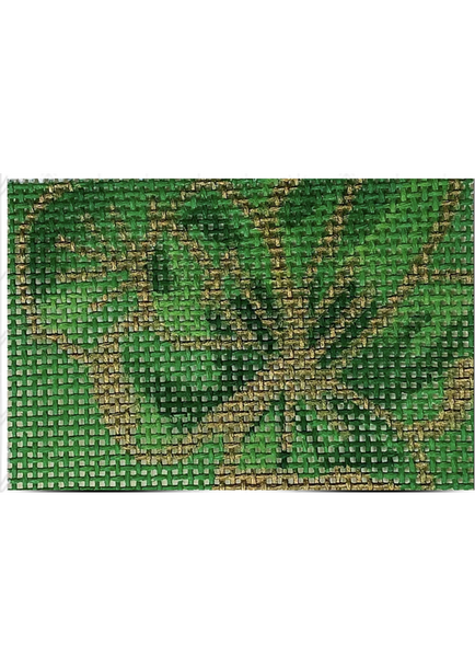 Cases and Inserts  IN12 Green Hibiscus Planet Earth Insert 3.5x2.5" 13 Mesh Oasis Needlepoint