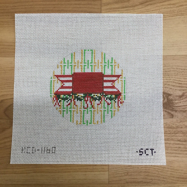 Holiday Ribbon Ornament 4 1/2" round  13 Mesh SCT Designs (KCN) KCD1160