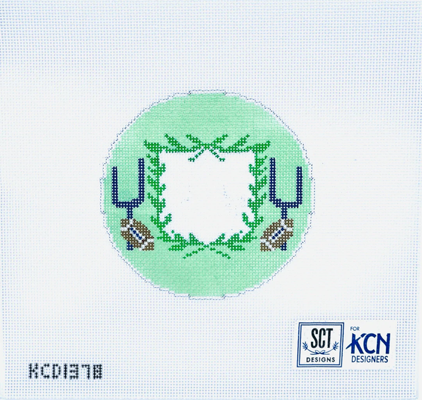 SCT Designs (KCN) KCD1378 Football Crest 4 1/2" round 18 Mesh