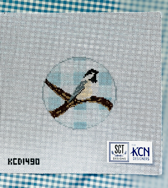 SCT Designs (KCN) KCD1490 Gingham Round Chickadee 3 1/4" round  18 Mesh
