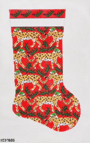 SCT Designs (KCN) KCD7605 Leopard and Holly Stocking 11" X 19" 13 Mesh