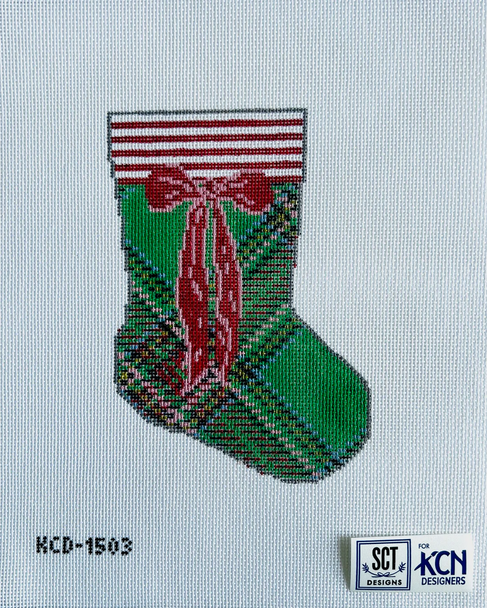 SCT Designs (KCN) KCD1503 Green Tartan Mini Sock 4 1/4" X 6" 18 Mesh