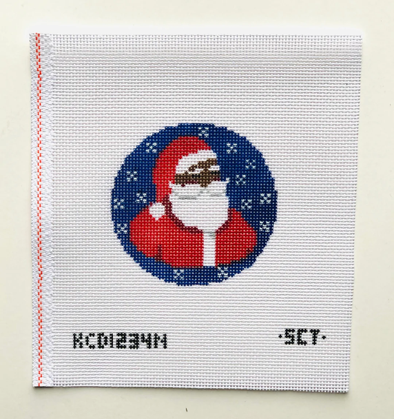 SCT Designs (KCN) KCD1234N Santa on Navy 4 1/2" round 18 Mesh 