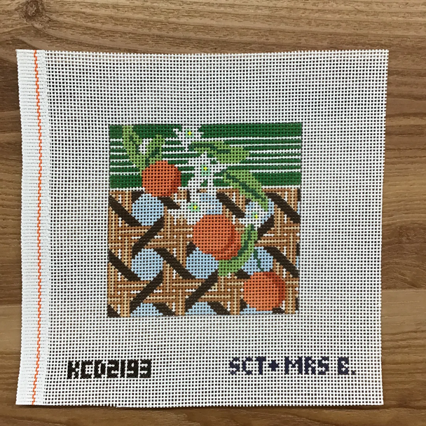 Mrs. Blandings (KCN) KCD2193 Orange Blossoms on Leigh Square  4 1/2" square 13 Mesh