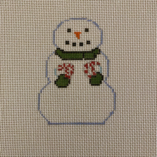Jessica Lehane KCD1416 Snowman with Candy Canes  3 1/2" X 4 1/2" 18 Mesh