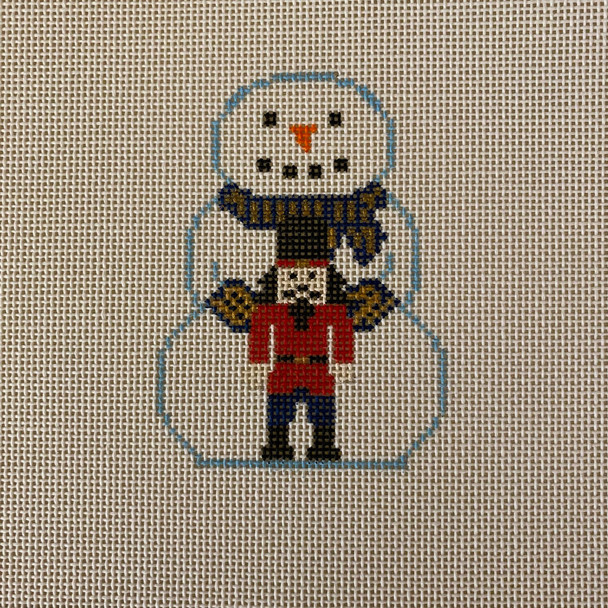 Snowman with Nutcracker  3 1/2" X 4 1/2" 18 Mesh Jessica Lehane KCD1412
