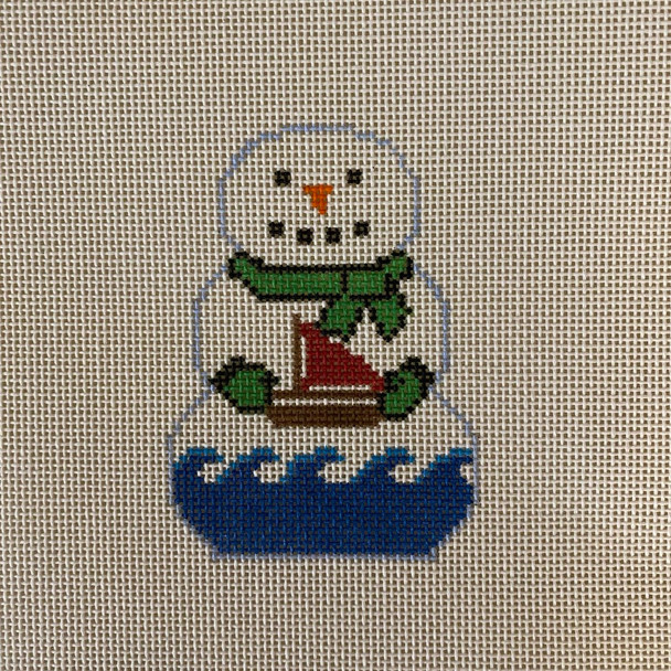 Jessica Lehane KCD1419 Snowman with Boat  3 1/2" X 4 1/2"  18 Mesh