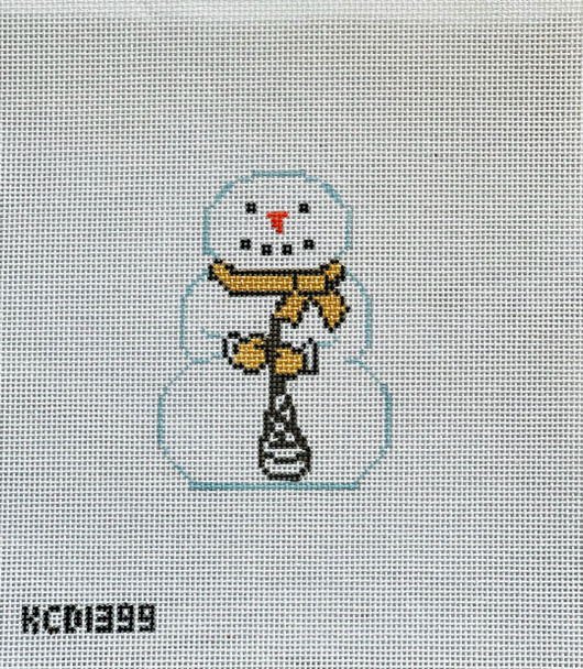 Jessica Lehane KCD1399 Snowman with Lacrosse Stick 3 1/2" X 4 1/2"  18 Mesh