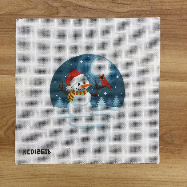 Marianne Ensz KCD1260 Snowman and Cardinal Round 4 1/2" Round  18 Mesh