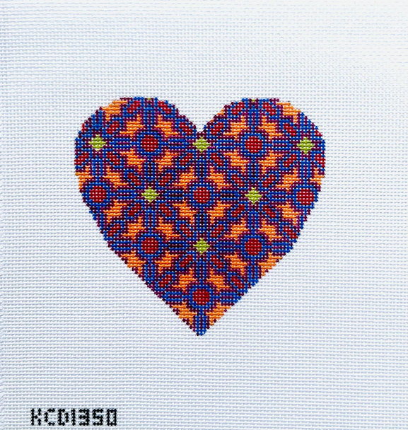 Marianne Ensz KCD1350 Multicolored Heart 4" X 4" 18 Mesh