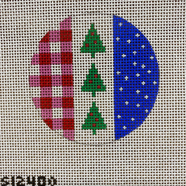 Trees with Pink Check and Blue 3 1/2" round 13 mesh STITCH-ITs SI240O