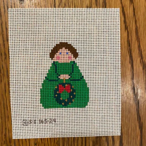 Green Angel with Wreath  2 1/4" X 3" 13 mesh STITCH-ITs SI16529