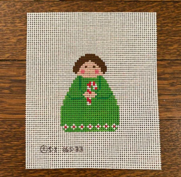 Green Angel with Candy Cane 2 1/4" X 3" 13 mesh STITCH-ITs SI16533