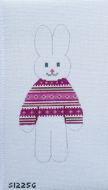Pink and Green Sweater Bunny 6" X 2 3/4" 18 Mesh STITCH-ITs SI225G