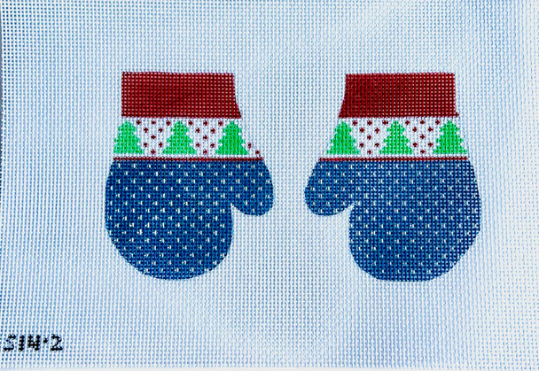 Blue and Green Tree Mittens 3 1/2" X 4" each 13 Mesh STITCH-ITs  SI42