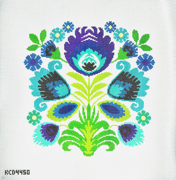 KCD4450 Polish Folk Design - Purple Flower 11" square 13 Mesh Barbara Pixton 