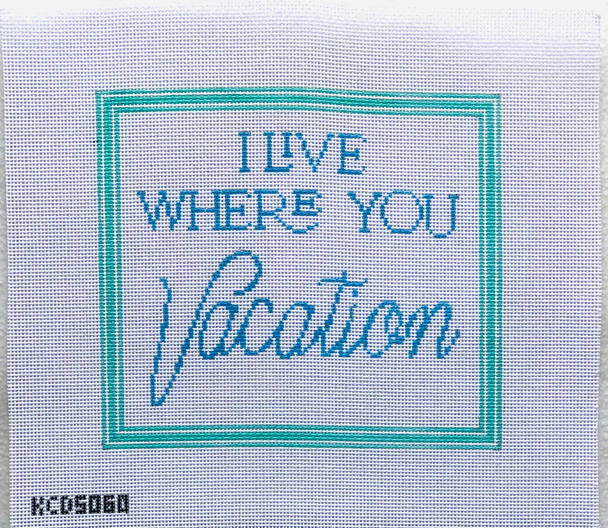 I Live Where You Vacation 8 3/4" X 7 3/4" 13 Mesh Hook & Harbor Co. KCD5060