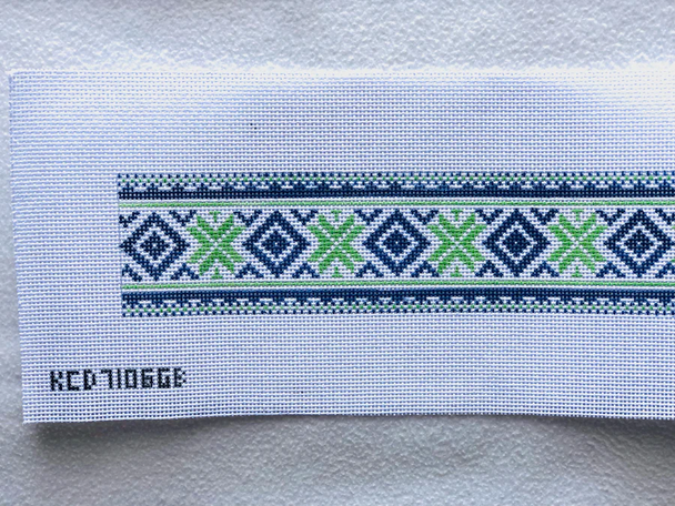 Diamond Strap Green/Blue 2 3/4" X 30" Little Stitches Needleworks KCD7106GB
