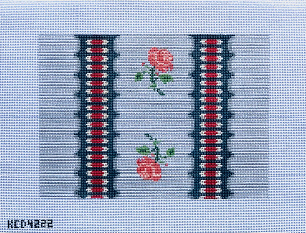 French Floral Clutch 10 3/4" X 7 3/4"13 Mesh Pictured In Coral Little Stitches Needleworks KCD4222