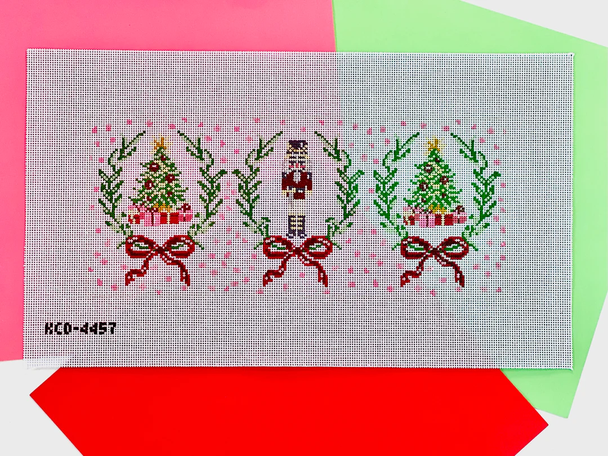 Nutcracker and Trees Pillow 14" X 6" 13 mesh Pearly Gates KCD4457