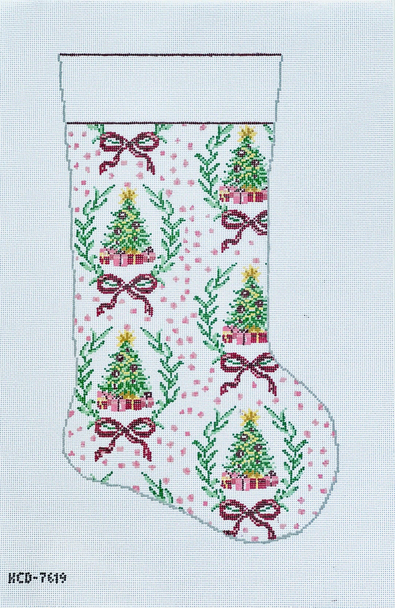 Christmas Tree Stocking 11" X 19" 13 Mesh Pearly Gates KCD7619