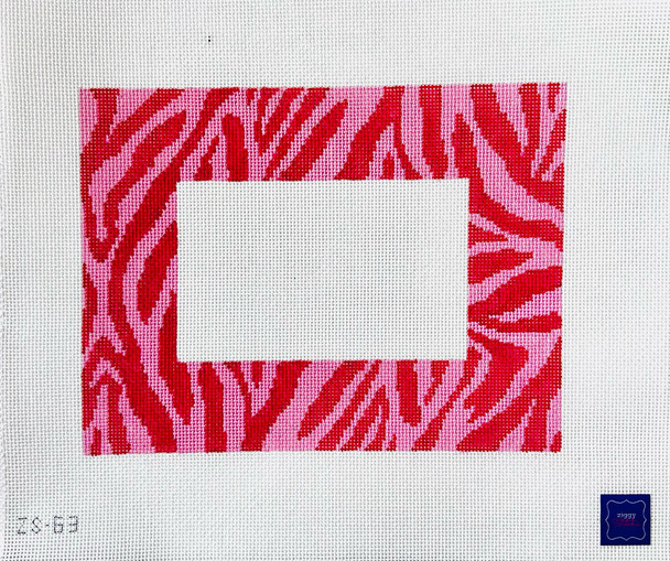 Pink Zebra Frame 10" X 8"  13 Mesh Ziggy Stitches  ZS64