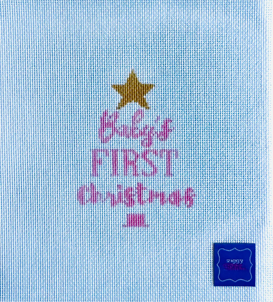 Baby's First Christmas Tree Pink 3 1/2" X 4 1/2" 18 Mesh Ziggy Stitches ZS23.3