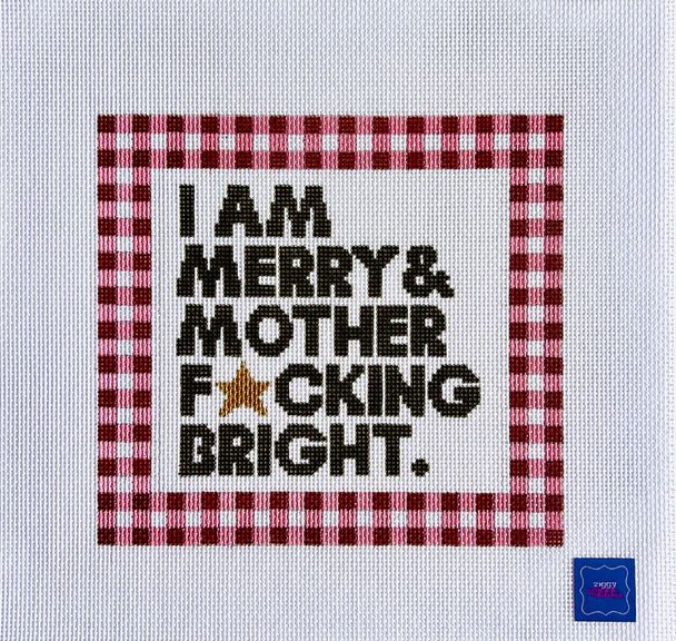 Merry and Bright Gingham 8" square 13 Mesh Ziggy Stitches   ZS17