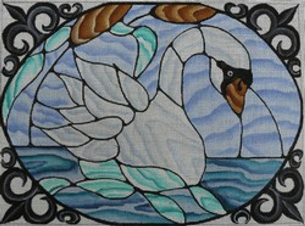 R43 Swan Stained Glass 12 x 9 18 Mesh Robbyn's Nest Designs