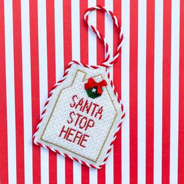 Santa Stop Here 18 mesh With Stitch Guide by Jinny McAuliffe Stitch Style