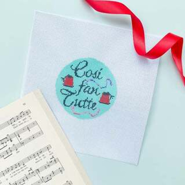 Opera Stitch Kristin Gatch:  Cosi Fan Tutte Opera by Wolfgang Amadeus Mozart 4" Round 18 mesh Stitch Style