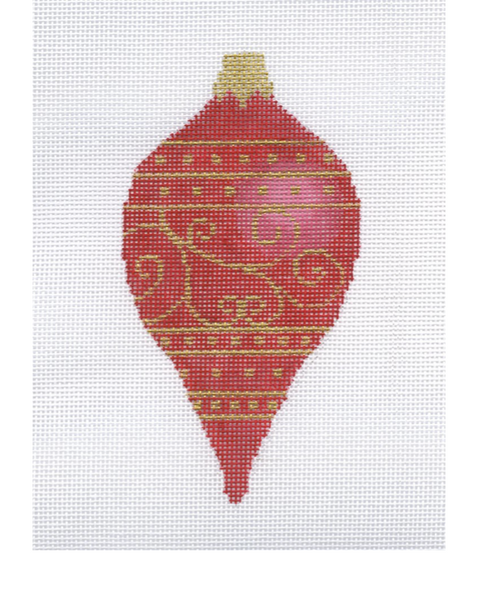 22-212 Red & Gold Ornament 5.375 x 2.75” 18 Mesh Blueberry Point
