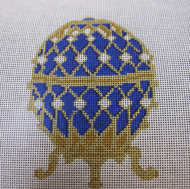 21-138 Blue Faberge Egg with Stand 3.25 x 5” 18 Mesh Blueberry Point